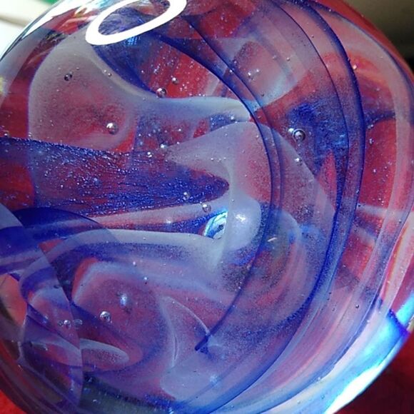 Lg Paperweight Art Glass Blue Swirling Clouds & Bubbles Cottagecore grandmacore - Picture 2 of 10